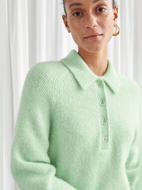 & Other Stories Alpaca Wool Blend Polo Sweater